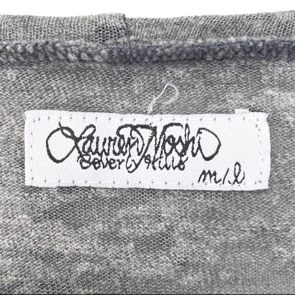 new Lauren Moshi ☻︎ Debbi Mini Eagle Pocket Tee ☻︎ Heather Grey Burnout ☻ M L - Picture 8 of 16